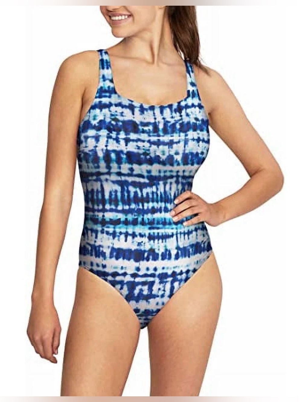 Speedo size XXL Ultraback One Piece Swimsuit Square Neck Bright Cobalt Tie Dye